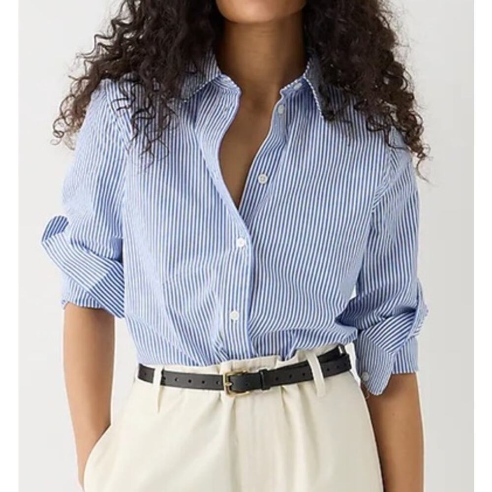 J. Crew Blue and White Striped Button-Down Shirt